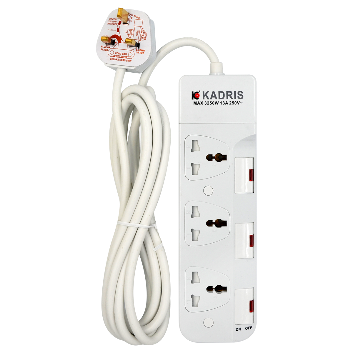 EX-1577 KADRIS 3WAY EXTENSION SOCKET CG4003- 3 METER