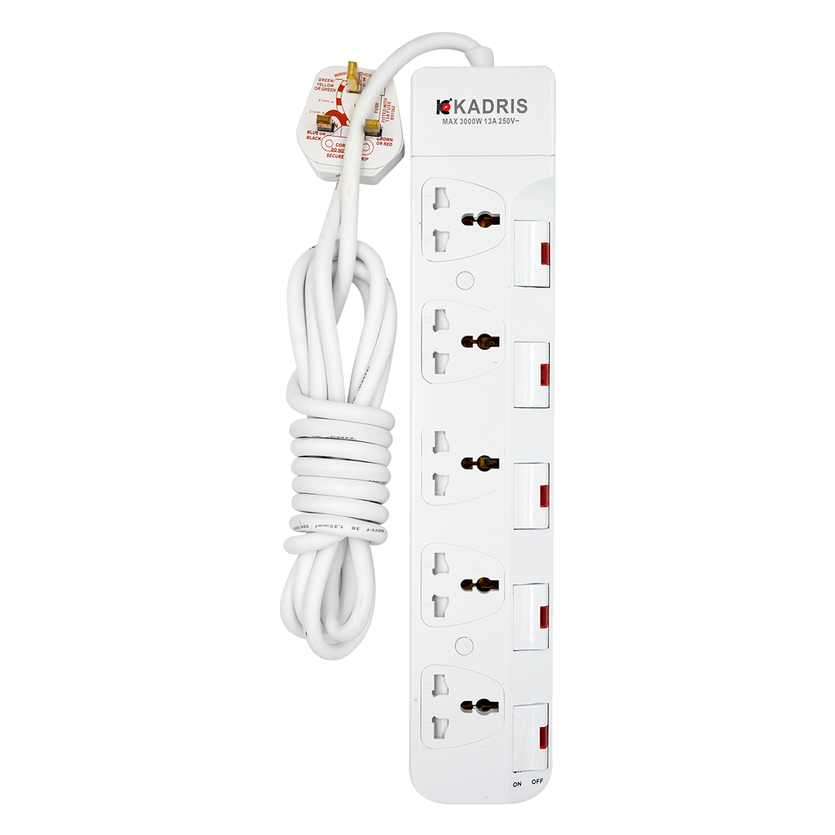 EX-1581 KADRIS 5 WAY EXTENSION SOCKET CG4005- 3 METERS