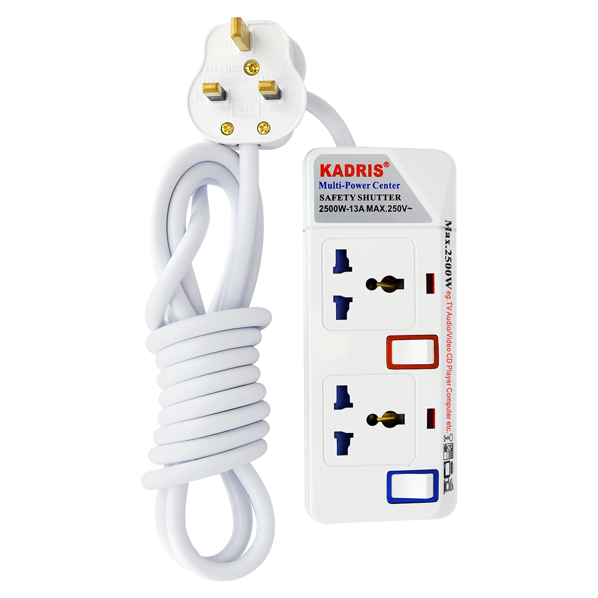 EX-1358 KADRIS 2 WAY EXTENSION SOCKET 3 METER-912
