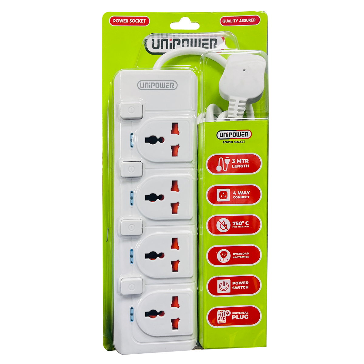 EX-2010 UNIPOWER EXTENSION SOCKET 4 WAY 3 METER