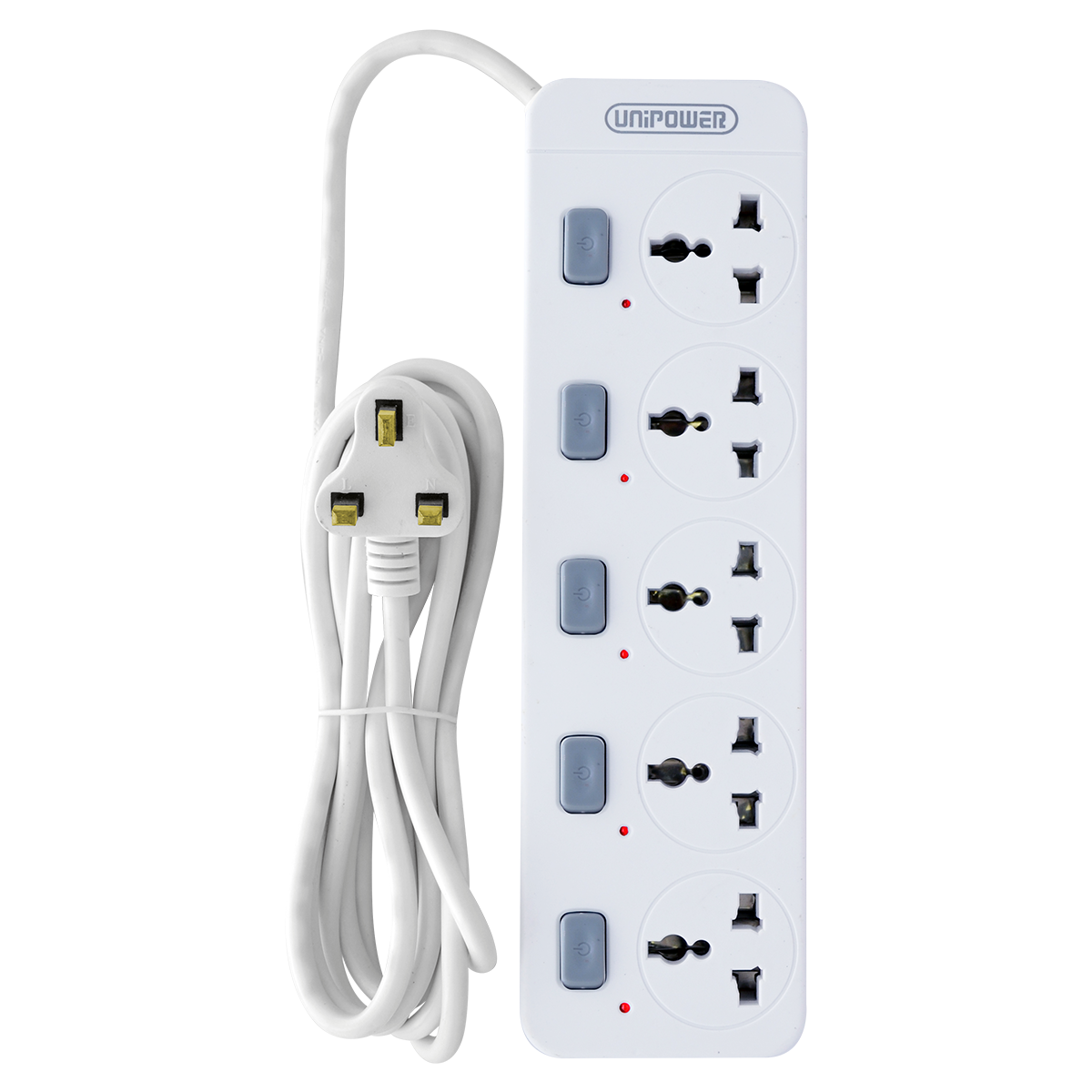 EX-1085 UNIPOWER 5 WAY EXTENSION SOCKET A25 3 METER