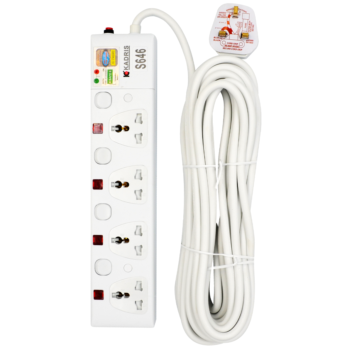 EX-1318 KADRIS 4 WAY EXTENSION SOCKET S646 -10 METER